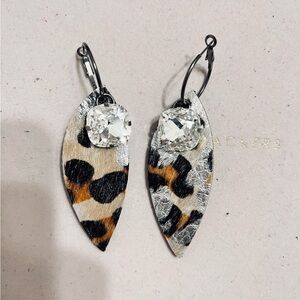 Leopard Print Earrings with Crystal Accents